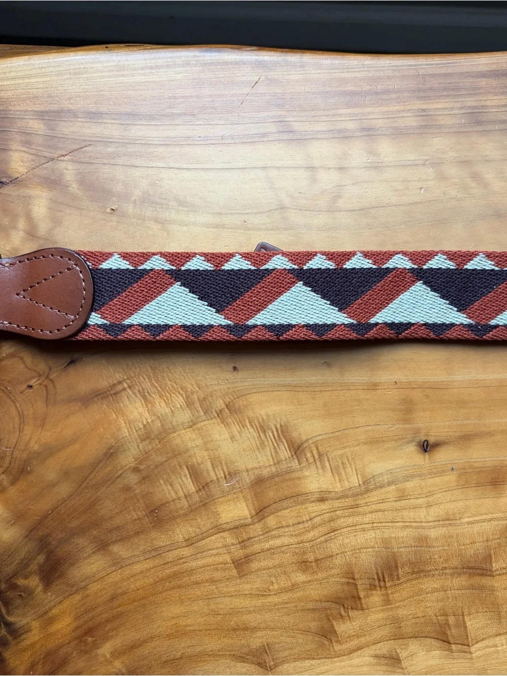Levi's Woven Geometric Belt - Rust, Navy & Cream